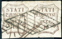 Us 1859 Parma - Coppia 10 Centesimi Bruno Gov.Provvisorio (14) Usato, Buhler & Certificato L. Guido (2500) - Parma