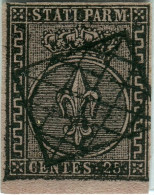 Us 1852 Parma - 25 Centesimi Violetto (4) Usato Annullato Con Griglia, Richer (550) - Parme