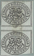 Us  Pontificio 1852 Coppia Verticale Interspazio Di Gruppo Mezzo Baj N1 - Kirchenstaaten