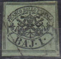 Us Pontificio 1852 1 Baj Verde Scuro 8 Filetti Angolo Di Foglio - Papal States