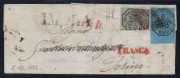 Ltr 1852 - Stato Pontificio - Lettera Da Imola A Torino, 6 Baj (7) + 7 Baj (8) Cert. L. Guido (3.000) - Kerkelijke Staten