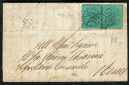 Ltr 1868 - Stato Pontificio - Lettera Affrancata Coppia Del 5 C. Azzurro Chiaro Di Cui Uno Con La Varietà Senza Punto Do - Etats Pontificaux