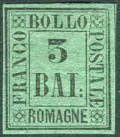 * 1859 Romagne - 3 Baj  Verde Scuro (4) Nuovo Con Gomma Originale (160) - Romagne