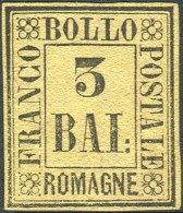 Sg 1859 Romagne - Prova 3 Baj  Giallo Paglia (P9) Nuovo Senza Gomma Come Da Emissione, Diena (1.500) - Romagna