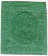 *SARDEGNA  1853 5 Cent Verde Nuovo Con Gomma Cert. Sorani (45000) - Sardinia