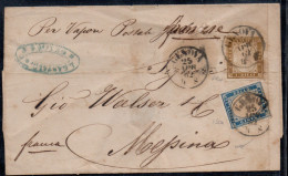 Ltr 1862 - Sardegna - Sovracoperta Da Genova A Messina, (14Cp + 15Da) Vapore Postale Francese, Cert. A. Viesti - Sardinië