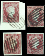 ESPAGNE - ESPAÑA - 1855 4x Ed.40a 4c Carmín - Usados (fil. Lazos) - Used Stamps