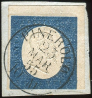 Fr 1854 - " III Emiss. Sardegna" C.20 Azzurro (8)usato Su Frammento Pinerolo, Diena & Oliva - Sardinië