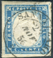 Us 1855 - “IV Emiss. Sardegna” C.20 Cobalto (15) Sannazaro, Cardillo - Sardinië