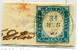Fr 1855 - “IV Emiss. Sardegna” C.20 Cobalto Chiaro (15a) Finalborgo Azzurro, Diena - Cardillo & Cert.Viesti - Sardegna