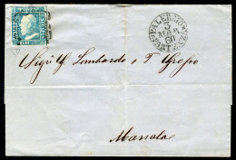 Ltr 1859 - Sicilia "Lettera Da Palermo A Marsala 3 Marzo 1860" 2 Grana I Tav Azzurro (6)  Diena, Sass.Asi+Annul. (1.080) - Sicilia