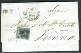Ltr 1851 "Toscana" Lettera Livorno Per Vienna, 6 Cr Con Difetto Occasionale Presso La Cifra 6 (7f) Cert.Colla - Toskana
