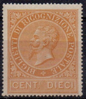 ** 1874 - Regno - Ricognizione Postale -  Effigie Di Vittorio Em. II 10c Ocra (1), Gomma Integra (600) - Taxe