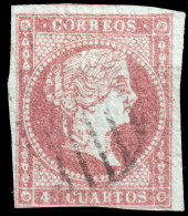 ESPAGNE - ESPAÑA - 1855 Ed.40A 4c Rojo/papel Blanco Grisáceo - Usado (fil. Lazos) - Gebruikt