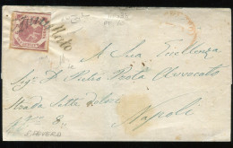 Ltr 1858 - Napoli - Lettera Da S.Severo A Napoli, 2 Gr Carm. Vivo III (7e) Svolazzo Tipo 33 Punti 10, Cert. Raybaudi - Naples