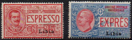 ** 1915 - Libia -  Espressi D'Italia (Ex 1/2) Soprastampati Libia, 2 Valori Integri (500) - Libya