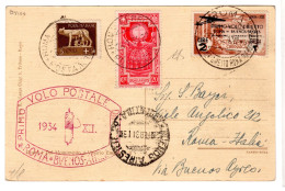 Ltr 1934 Volo Roma Buenos Aires Corriere Dall'Italia Una Delle 8 Cartoline Dalla Cirenaica - Poststempel (Flugzeuge)