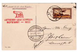 Ltr 1933 Zeppelin Saar Lancio Su Roma - Poststempel (Zeppeline)