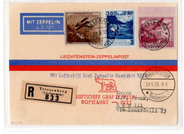 Ltr 1933 Volo Su Roma Affrancatura Liechteistein - Air Post