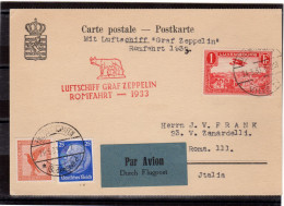 Ltr 1933 Volo Zeppelin Lussemburgo Lancio Su Roma - Poststempel (Zeppeline)