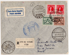 Ltr 1933 1 Volo In Sud America Lettera Raccomandata Spedita Il 4 Maggio 1933  Affrancata Per L8,75 Al Verso 2 E 5 Lire P - Poste Aérienne