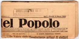 Ltr 1932 Giornale Completo Il Popolo D'Italia  Trasportato Con La Linea SANA Sede Di Roma - Marcophilia (AirAirplanes)