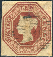 Us 1847-54 - "Gran Bretagna" Stanley Gibbons (57) Embossed Ten Pence Die 4 (£1.800) - Oblitérés