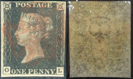 Us 1840 - "Gran Bretagna" Stanley Gibbons (1) Penny Black Small Crown Inverted Plate 1b Rare (£4500) - Used Stamps