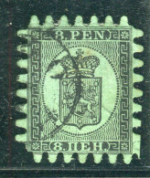 Us 1866-74 Finlandia - Armi Nazionali, 8 Pen Nero Su Verde Carta Normale (7) (280) - Gebraucht