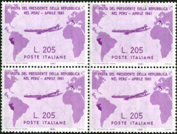 ** 1961 - Italia Repubblica - Gronchi Rosa (921) 1 Valore, Quartina Gomma Integra, Cert.E. Caffaz (8.000) - 1961-70:  Nuevos