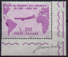 ** 1961 - Italia Repubblica - Gronchi (918/921) Serie Completa, 4 Val., Gomma Integra, Angolo Foglio, Cert. M. Merone - 1961-70: Mint/hinged