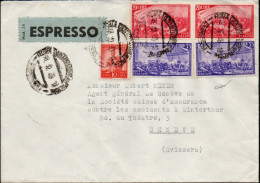 Ltr 1948 - Italia Repubblica -  Espresso Da Roma A Ginevra 10L.(559), 20L.(588x2), 35L.(Ex32x2). Cert.Viesti (1.200) - 1946-60: Marcophilie