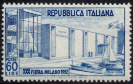** 1952 -  Italia Repubblica -  Fiera Milano, (182) Filigrana Lettere 7/10, Cert K. Borgogno (400) - Variétés Et Curiosités