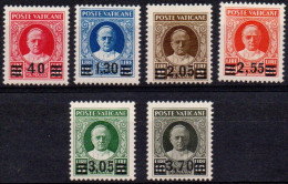 ** 1934 - Vaticano - Provvisoria (35/40) Serie Completa, 6 Valori, Gomma Integra, Cert E. Diena (5.000) - Unused Stamps