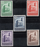 ** 1932 - San Marino - Palazzetto Della Posta (159/163) Serie Cpl, 5 Val, Integra, Cert M. Merone (1.750) - Neufs