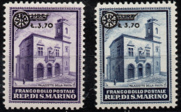 ** 1934 - San Marino - Palazzetto Della Posta (184/185) Soprastampati, 2 Valori Gomma Integra (500) - Ongebruikt