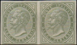 * 1863 - Regno Prova Di Colore (P12a), CP 10c Verde ND , Eff. Vittorio E. II, Cert. D. Fabris (800) - Mint/hinged