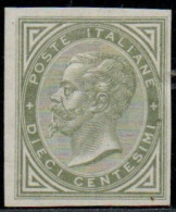 * 1863 - Regno Prova Di Colore (P12a), 10c Verde ND, Eff. Vittorio E. II, Cert. D. Fabris (350) - Mint/hinged