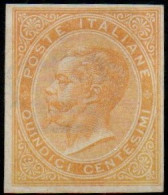 * 1864 - Regno Prova Di Colore (P13h), 15c Giallo Ambra ND, Eff. V E II, Cert. D. Fabris (350) - Neufs