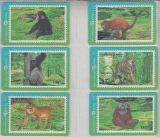 PALESTINE MONKEY CHIMPANZEE RED HOWLER GIBBON BABOON BARBARY APE ORANGUTAN SET OF 6 CARDS - Selva