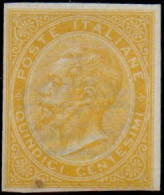 * 1864 - Regno Saggio Con Cambio Di Colore (P13d), 15c Giallo Cromo ND, Cert. D. Fabris (350) - Neufs