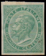 * 1864 - Regno Saggio Con Cambio Di Colore (P13l), 15c Verde ND, Eff. V E II, Cert. D. Fabris (350) - Mint/hinged