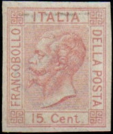 * 1864 - Regno Saggio Del 15 Cent (P21ai), 15c Carminio ND, Eff. V. E. II, Cert. D. Fabris (350) - Neufs