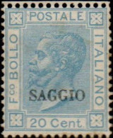 * 1866 - Regno Prova Di Colore (P21ar) 20c Azzurro, Sovrastampato SAGGIO, Cert D Fabris (280) - Ongebruikt