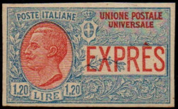 * 1922 - Regno Prova Di Macchina (P7) Espresso 1.20l Azzurro E Rosso, ND, Senza Filigrana (500) - Express Mail