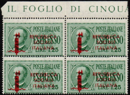 ** 1944 - RSI Espresso  ( 21fb) Quartina Soprastampa Spostata In Basso (320) - Poste Exprèsse