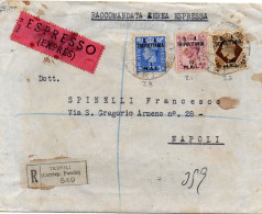 Ltr 1950 - Colonie - Occupazioni Straniere Tripolitania -  Raccomandata Aerea Espressa Da Tripoli A Napoli (19+23+28) . - Tripolitaine