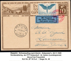 Cart - Svizzera - Cartolina Zeppelin Via Aerea Il 02/11/1929 Da St.Gallen (Landesgrenze) - Briefe U. Dokumente