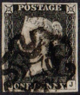 Us 1840 - Gran Bretagna Cat Unificato (1) Penny Black Annullo Croce Di Malta, Cert. Bolaffi - Used Stamps