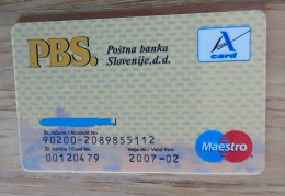 Slovenia Credit Card Postna Banka Slovenije PBS Maestro Bank Expired - Tarjetas De Crédito (caducidad Min 10 Años)